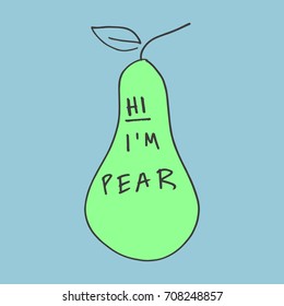 Vector stylized funny pear. Picture, label, sticker, print for clothes and other, element for design.