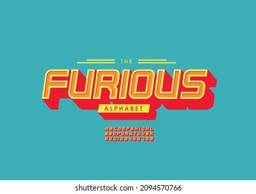 Vector of stylized furious alphabet and font