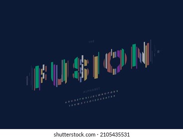 Vektorgrafik des stilisierten Fusionsalphabets und der Schriftart