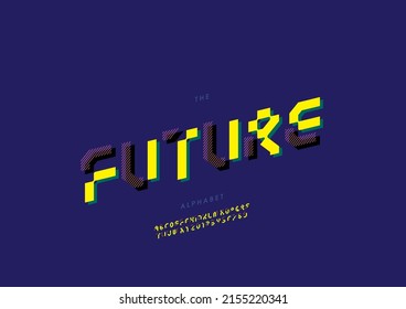 Vector of stylized future alphabet and font
