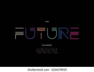 Vector of stylized future alphabet and font