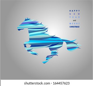 Vector stylized galloping horse with a mane and tail waving. 