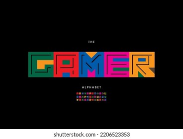 Vector of stylized gamer alphabet and font