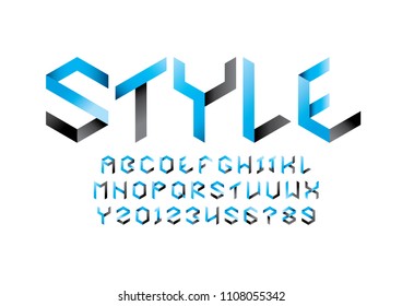 Vector of stylized geometric font and alphabet