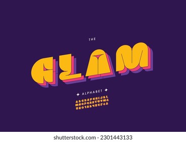 Vector of stylized glam font and alphabet
