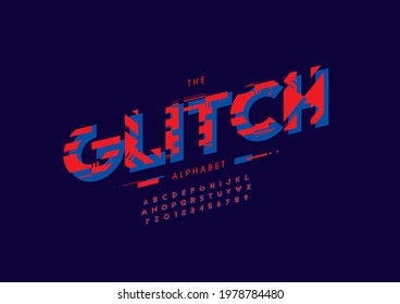 Vector of stylized glitch alphabet and font