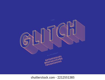 Vector of stylized glitch alphabet and font