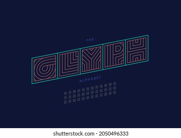 Vector of stylized glyph alphabet and font