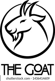 Vector, stylized goat head logo, isolated on white background.