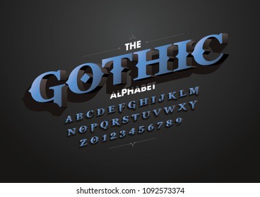 Vector of stylized gothic font and alphabet