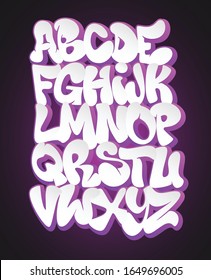 Vector of stylized graffiti font and alphabet