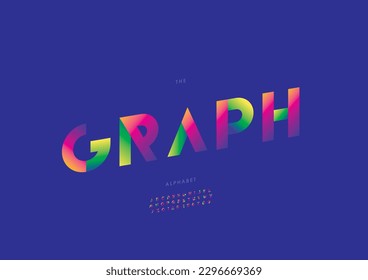 Vector of stylized graph font and alphabet