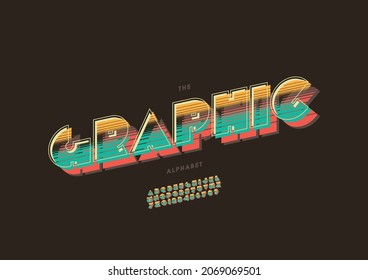 Vector of stylized graphic alphabet and font