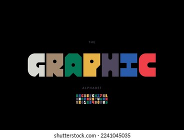 Vector of stylized graphic alphabet and font