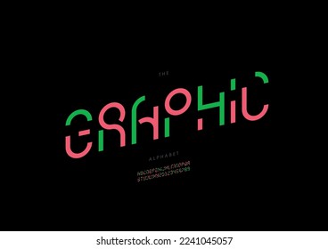 Vector del alfabeto gráfico estilizado y fuente
