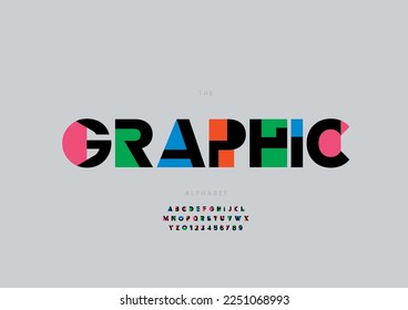 Vector of stylized graphic alphabet and font
