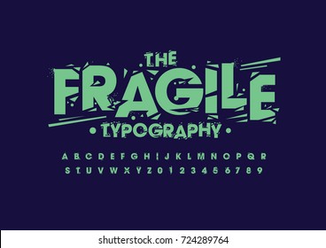 Vector of stylized grunge font and alphabet