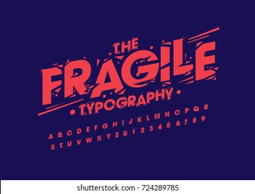 Vector of stylized grunge font and alphabet