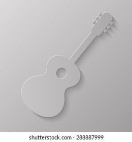 Vector Stylized Guitar Silhouette Isolated on Grey Background