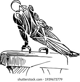 vector stylized gymnast, Pommel horse sketch