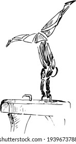 vector stylized gymnast, Pommel horse sketch