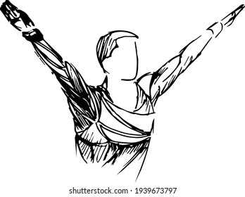 vector stylized gymnast, Pommel horse sketch