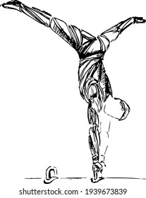 vector stylized gymnast, Pommel horse sketch