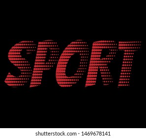Vector of Stylized Halftone .Font named "Sport" with label design.alphabet, typeface,letters and numbers. with label design for labels,Titles,posters .