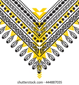 Vector stylized hand drawn pattern in the style of boho or hippy. Tribal elements