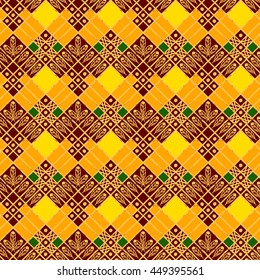 Vector stylized hand drawn seamless pattern in the style of boho or hippy. Tribal elements