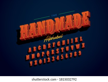 Vector of stylized handmade font and alphabet