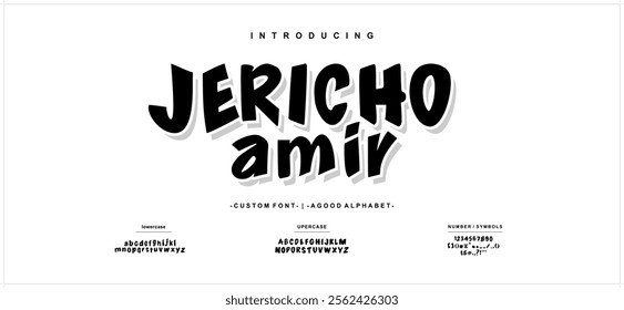 Vector of stylized handwriting font and alphabet.  Uppercase Lowercase and Number. Lettering Minimal Fashion Designs. Typography modern bold
