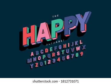 Vector Stylized Happy Font Alphabet Stock Vector (Royalty Free ...