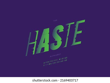 Vector of stylized haste alphabet and font