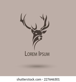 Vector stylized head of a deer. Abstract art shape