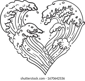 Vector Stylized Heart Waves Heart Shaped Stock Vector Royalty Free
