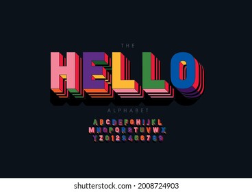 Vektorgrafik des stylisierten hello Alphabets und der Schriftart