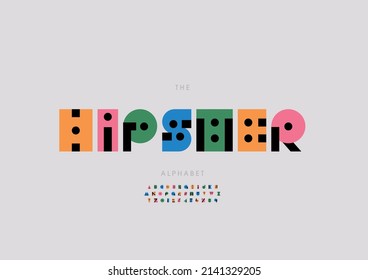 Vector of stylized hipster alphabet and font