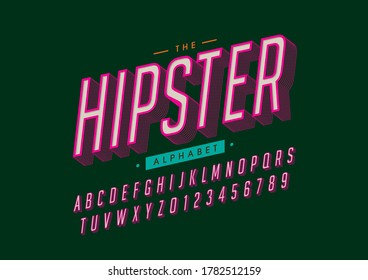 Vector of stylized hipster font and alphabet