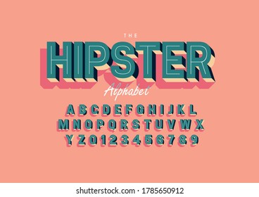 Vector of stylized hipster font and alphabet