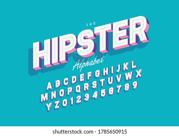 Vector of stylized hipster font and alphabet
