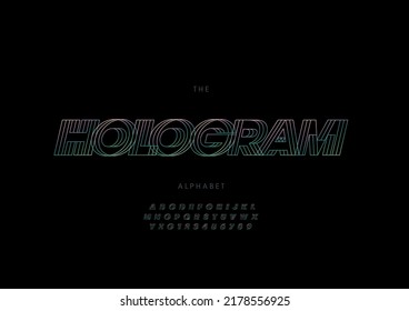 Vector of stylized hologram alphabet and font