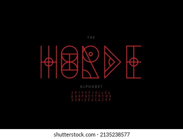 Vektorgrafik von stylisiertem Horde-Alphabet und Schrift