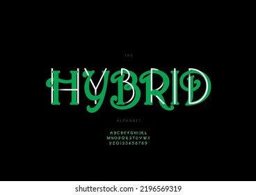 Vector of stylized hybrid alphabet and font