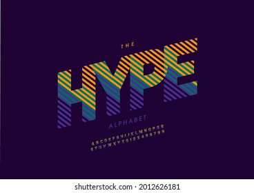 Vector of stylized hype alphabet and font
