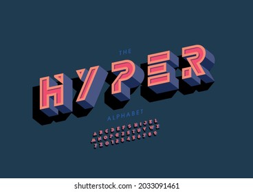 Vector del alfabeto hiper estilizado y fuente