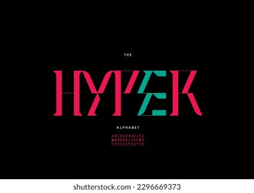 Vector of stylized hyper font and alphabet
