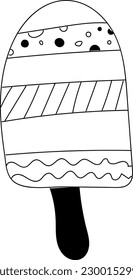 Vector stylized ice cream on a stick. Doodle style