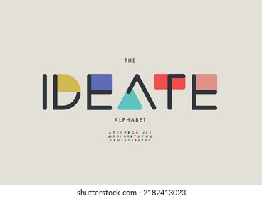 Vector of stylized ideate alphabet and font