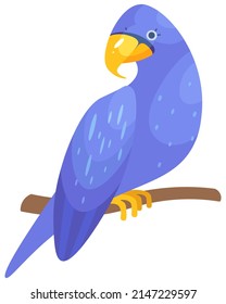 Vector stylized illustration of a hyacinth macaw parrot isolated on white background